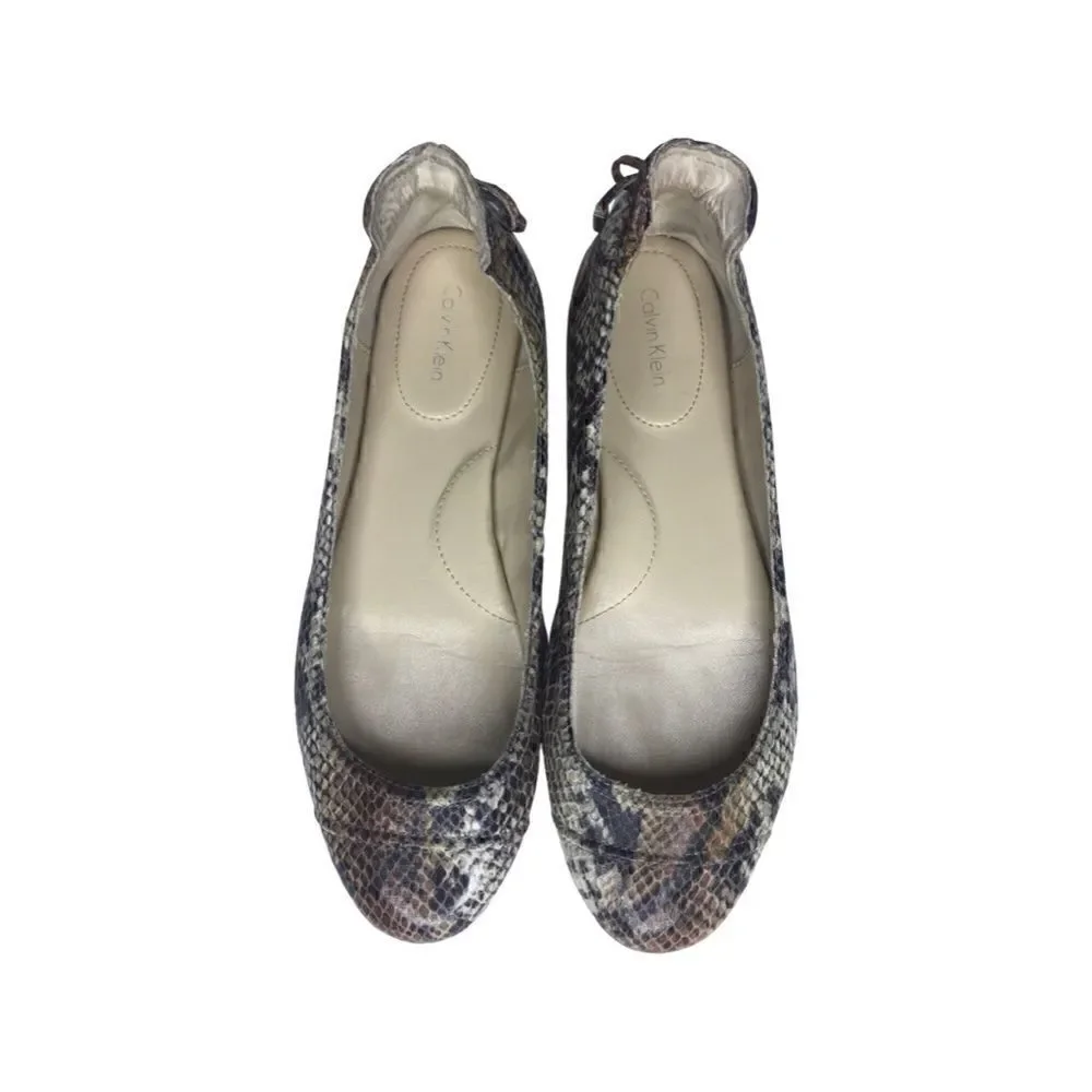 Calvin Klein Priya Faux Snakeskin Leather Flats Size 9.5